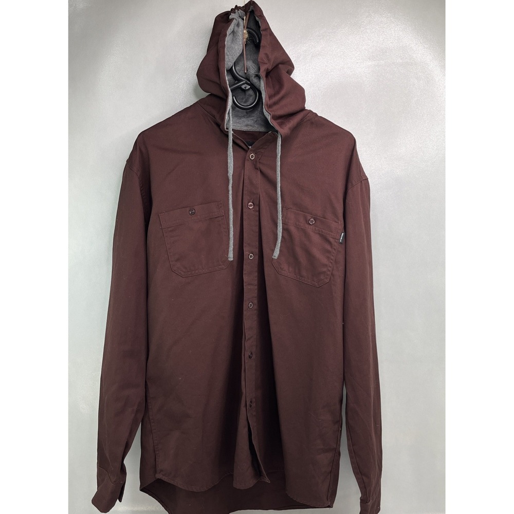 Molokai Surf Co Hoodie Mens 2XL Brown Denim Long Sleeve Button-Up Drawstring